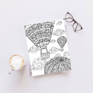 Hot Air Balloons Adult Coloring Book